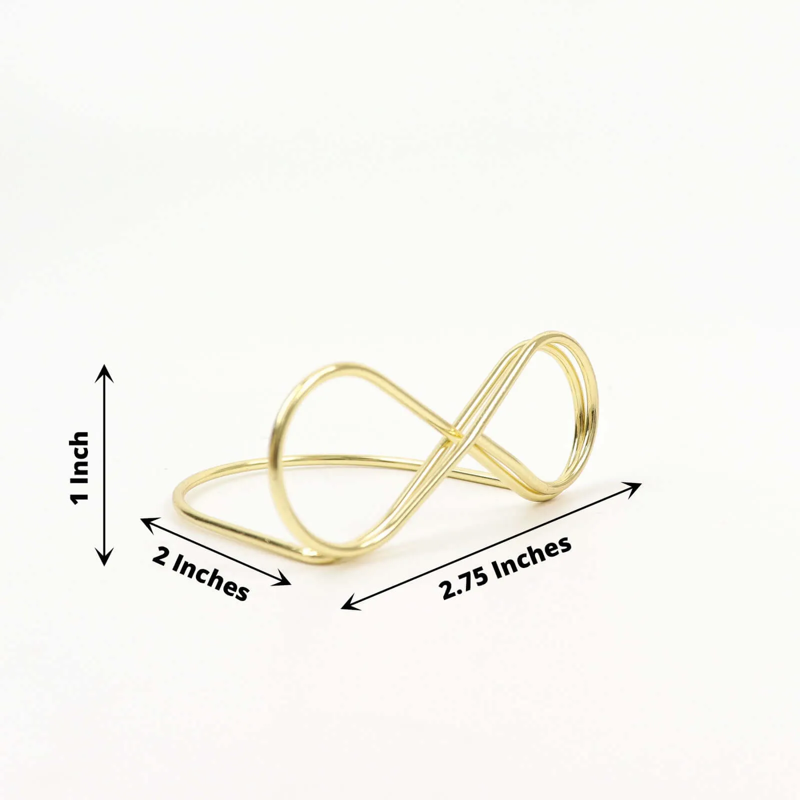 10 Pack Gold Metal Infinity Card Holder Stands, Table Number Stands, Wedding Table Place Card Menu Clips 3"