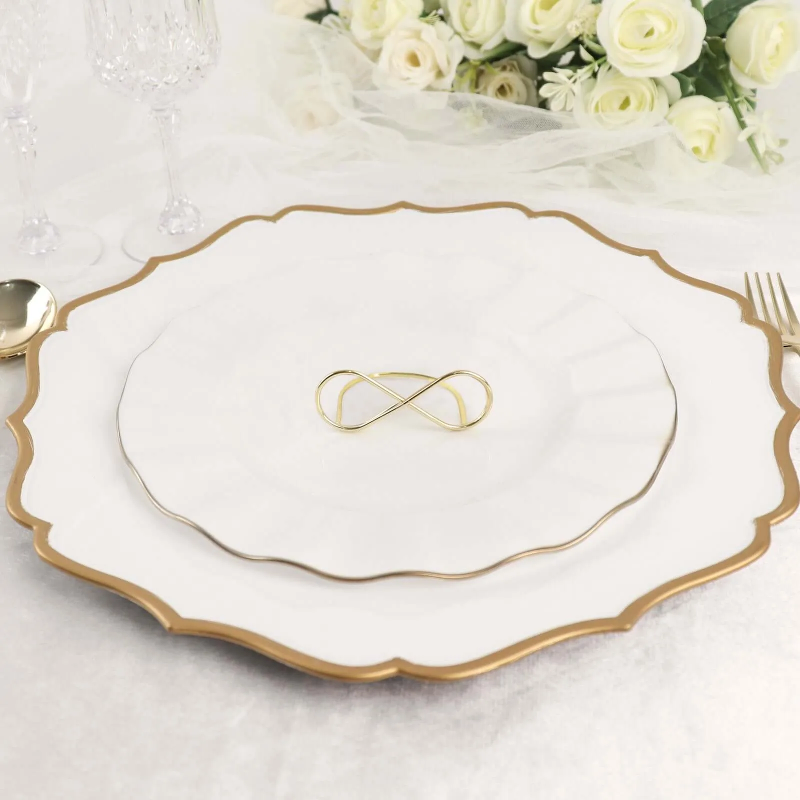 10 Pack Gold Metal Infinity Card Holder Stands, Table Number Stands, Wedding Table Place Card Menu Clips 3"