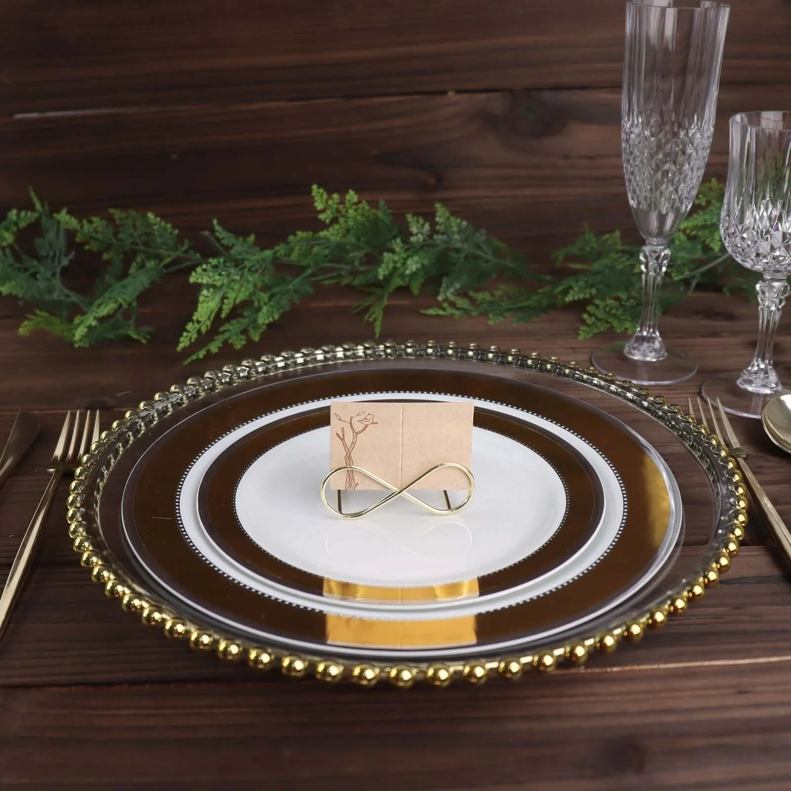 10 Pack Gold Metal Infinity Card Holder Stands, Table Number Stands, Wedding Table Place Card Menu Clips 3"