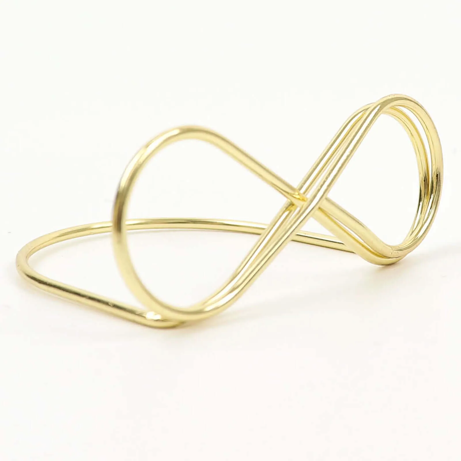 10 Pack Gold Metal Infinity Card Holder Stands, Table Number Stands, Wedding Table Place Card Menu Clips 3"