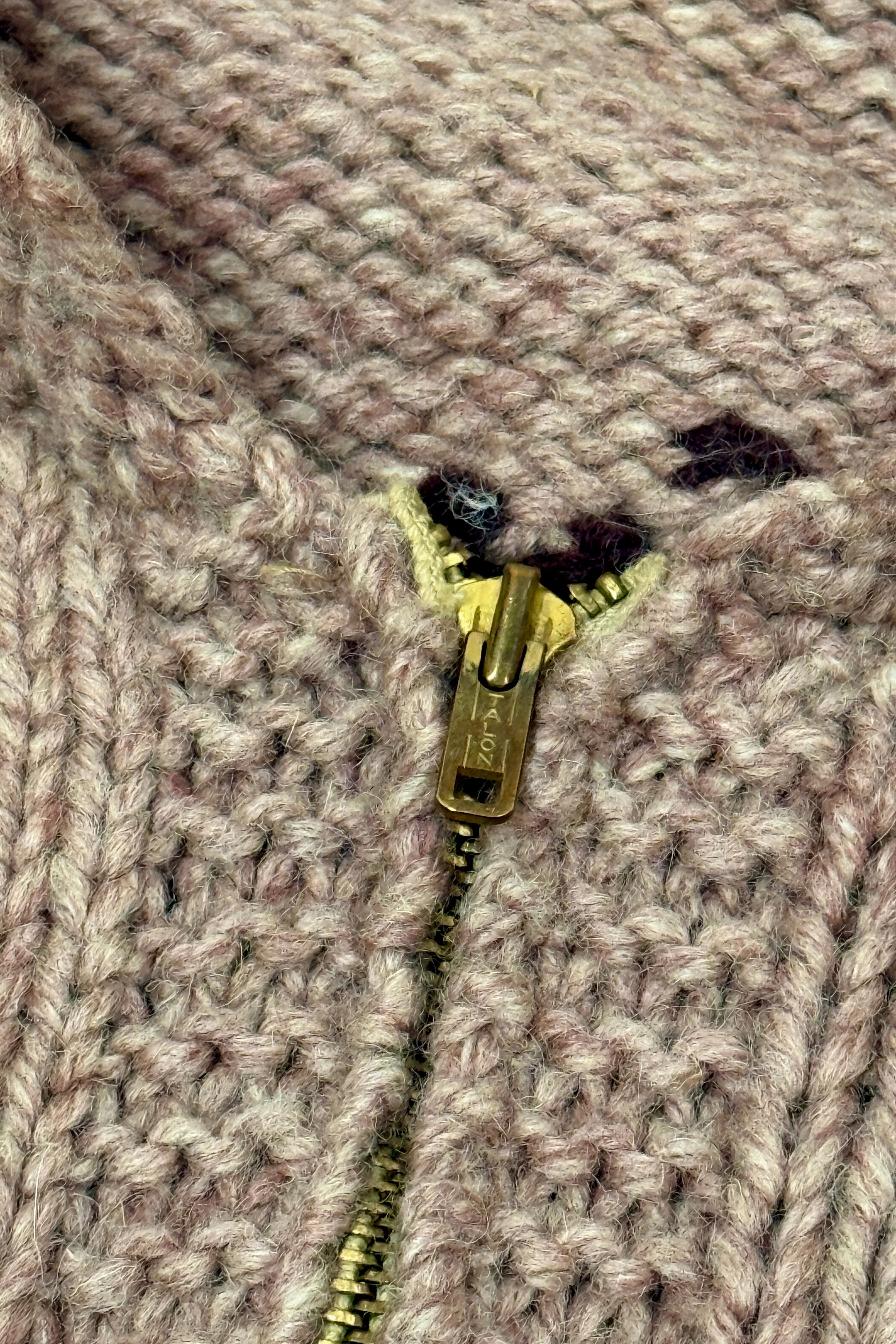1940’S ELK COWICHAN MADE IN CANADA CROPPED KNIT WOOL ZIP SWEATER JACKET X-LARGE