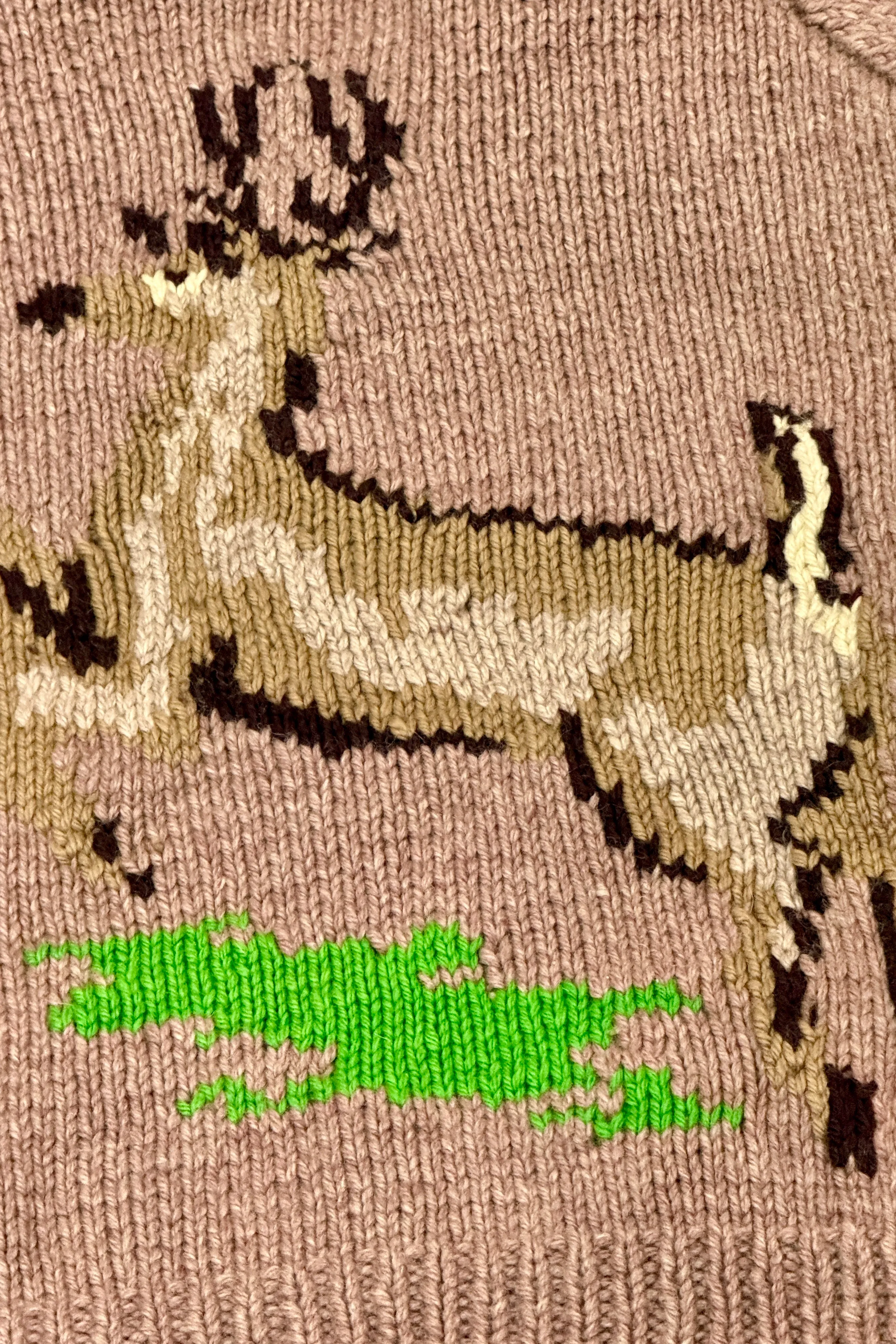 1940’S ELK COWICHAN MADE IN CANADA CROPPED KNIT WOOL ZIP SWEATER JACKET X-LARGE