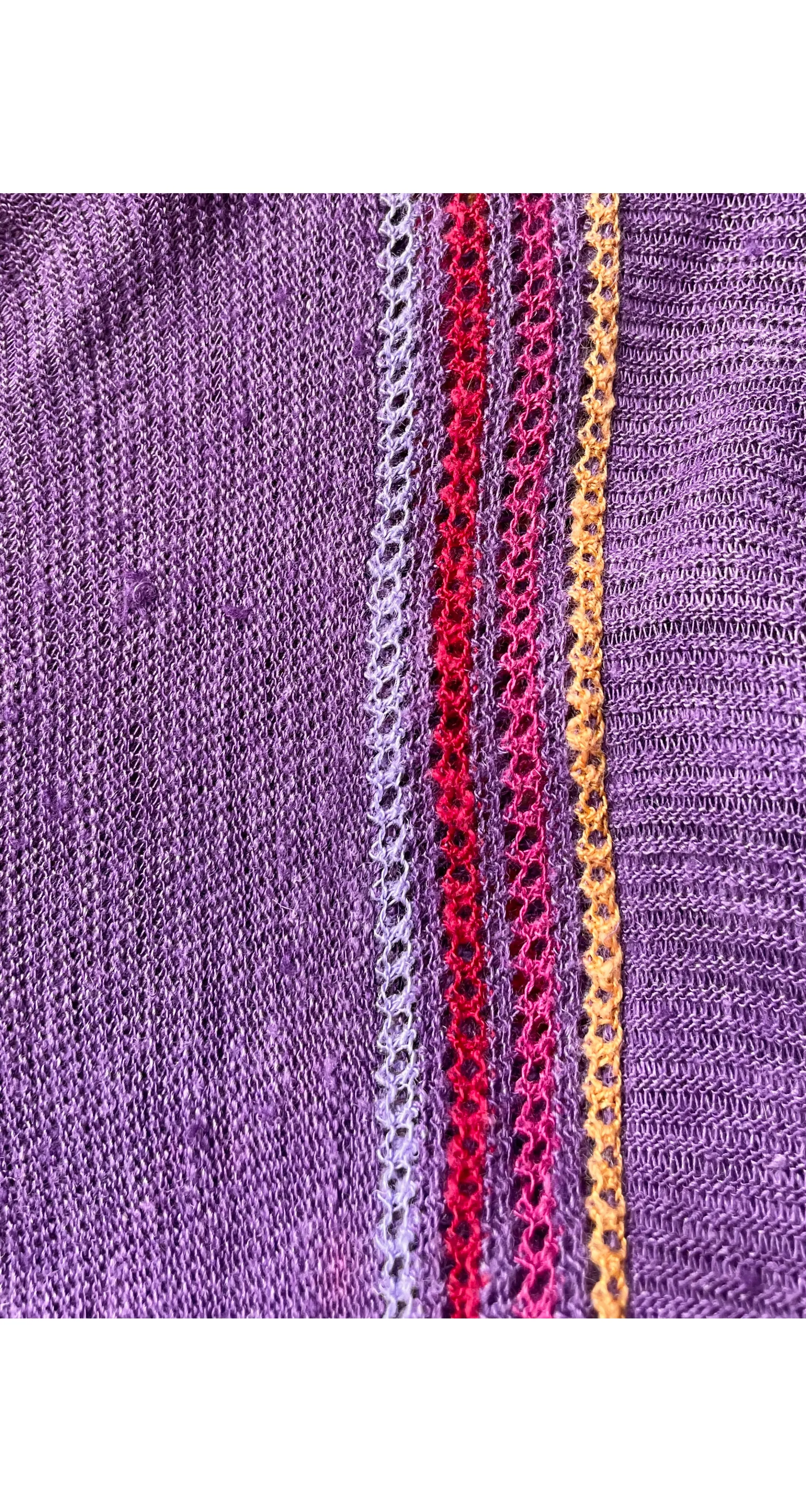 1970s Purple Knit Mini Dress & Head Scarf