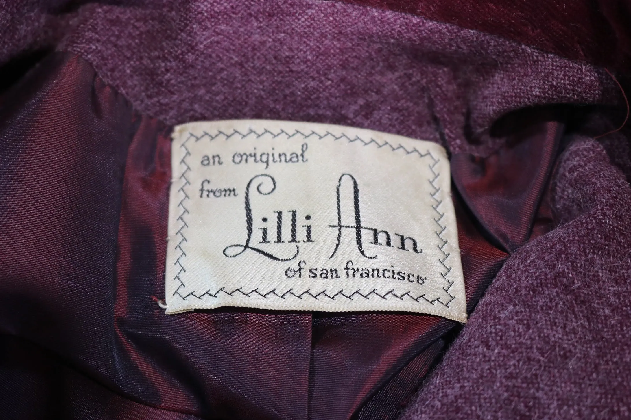 50s Lilli Ann Purple 3 Piece Skirt Suit Set     w28"