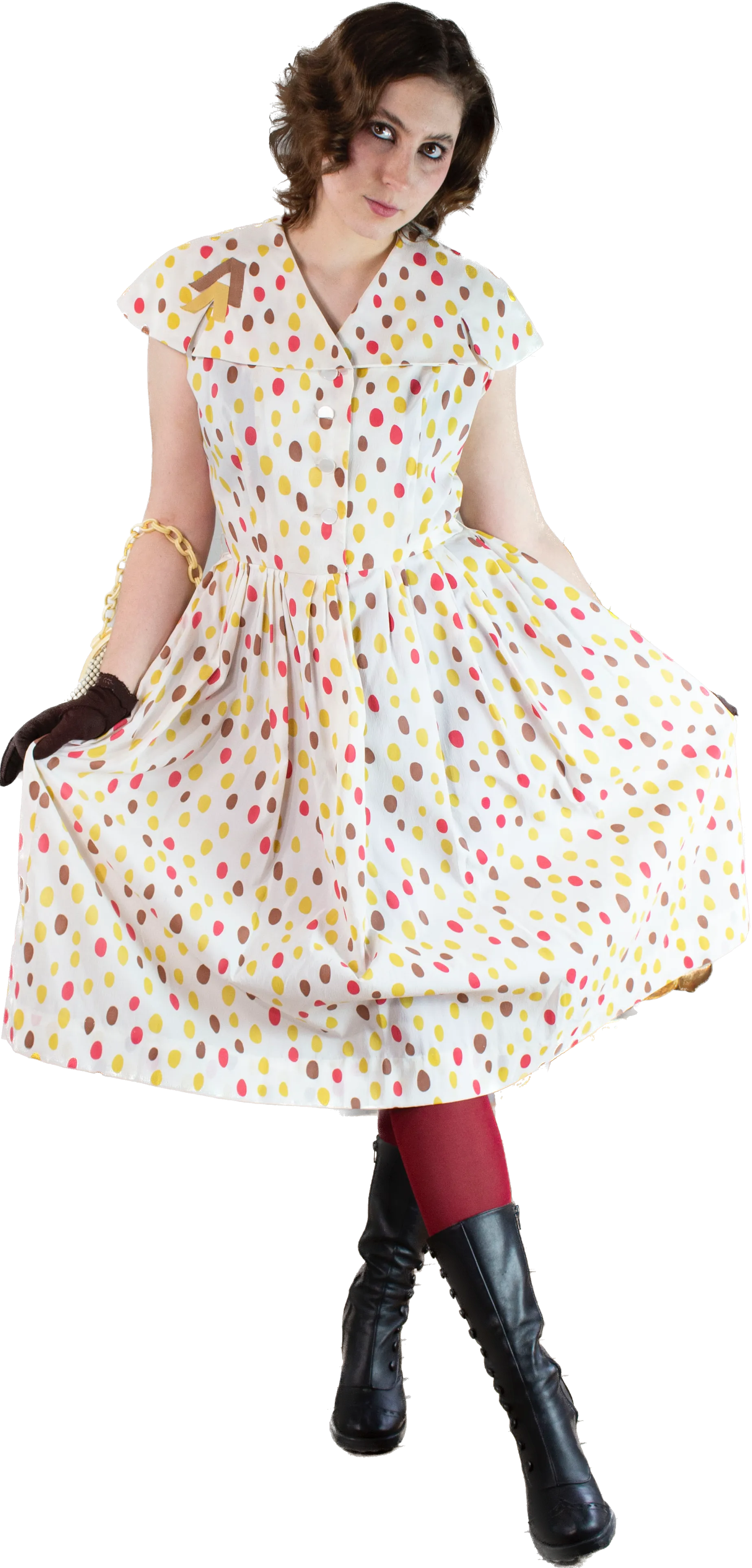 50s Syd Chicago Dots Dress         M