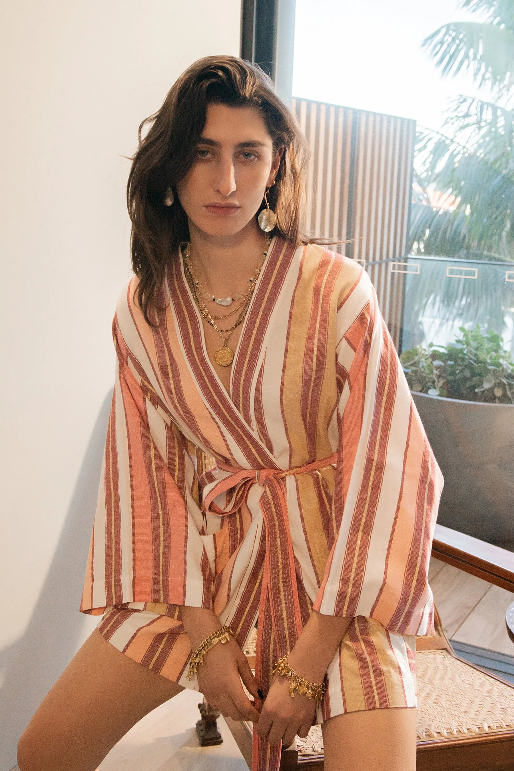 Ariane Fez Stripe Kimono Robe
