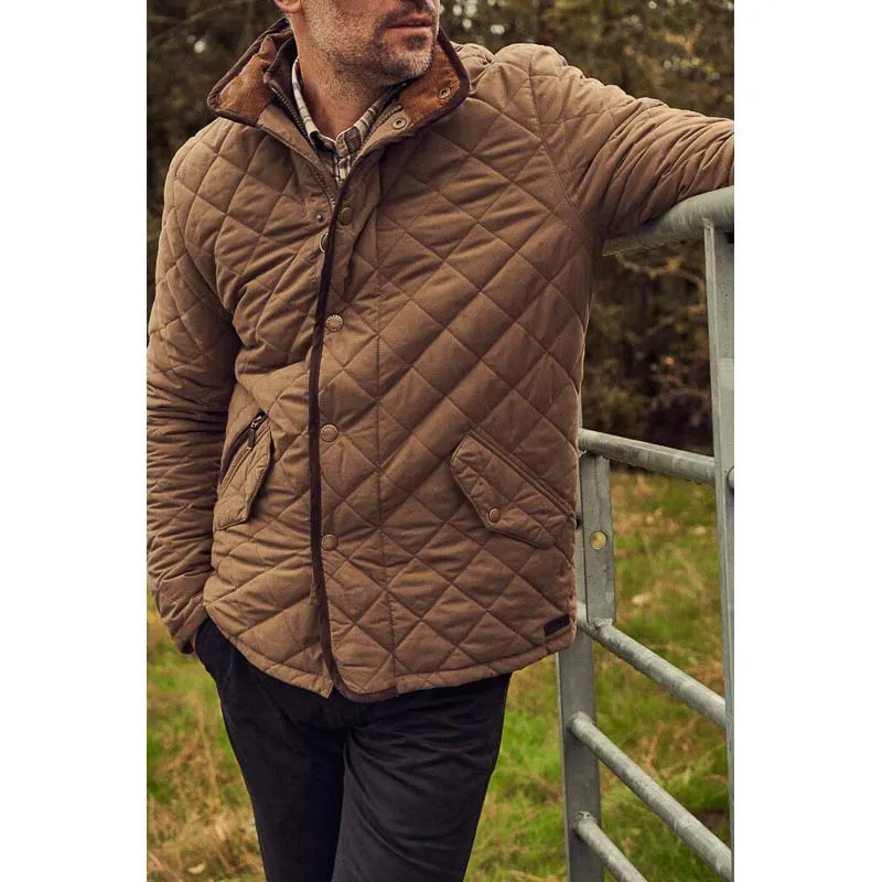 Barbour Shoveler Mens Waterproof Quilted Jacket - Clay