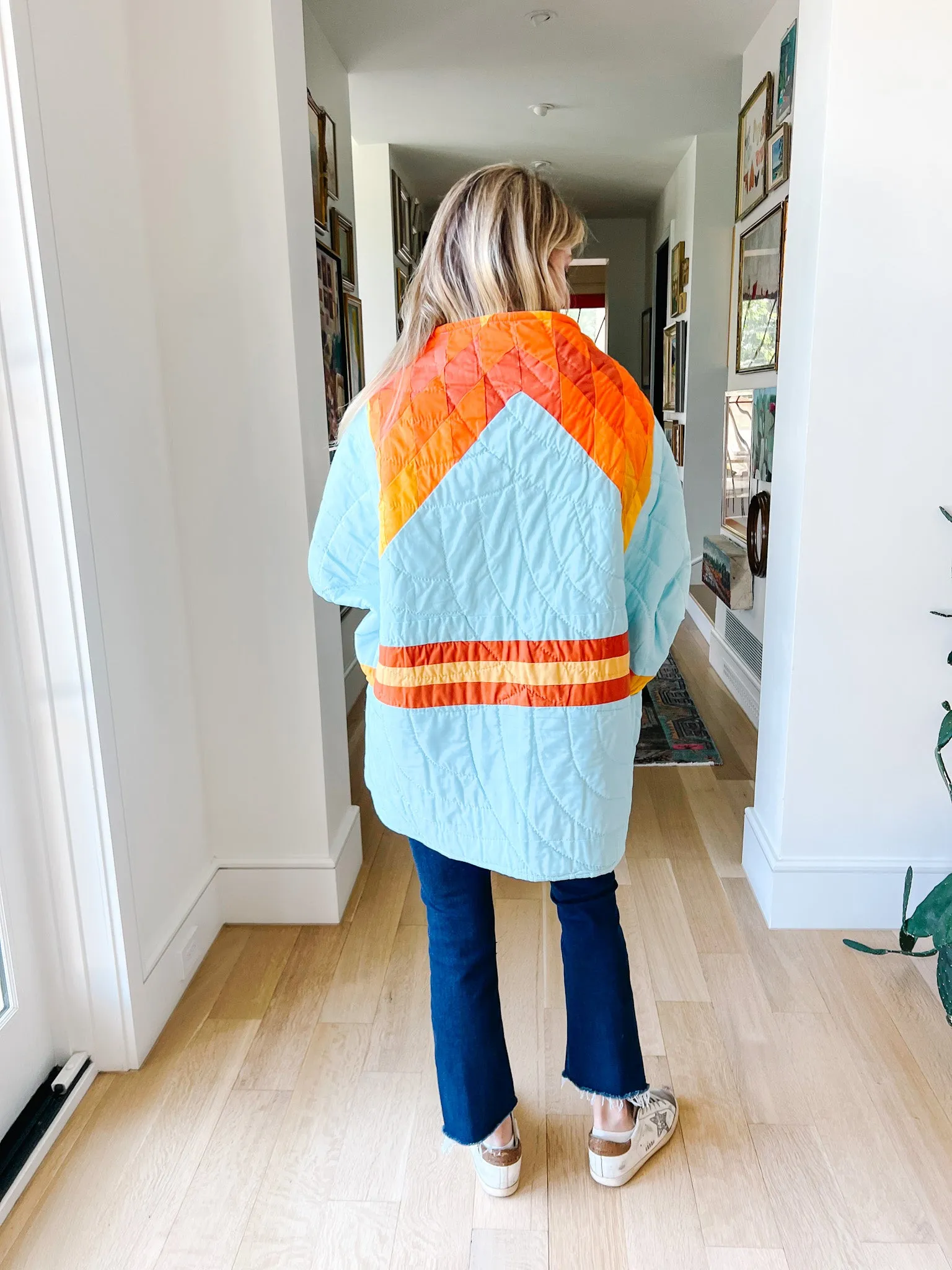Cropped Light Blue Texas Star Cape
