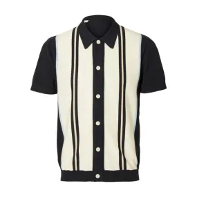 Custom Striped Woolen Knit Polo - Short Sleeve OEM/ODM Men's Knitwear