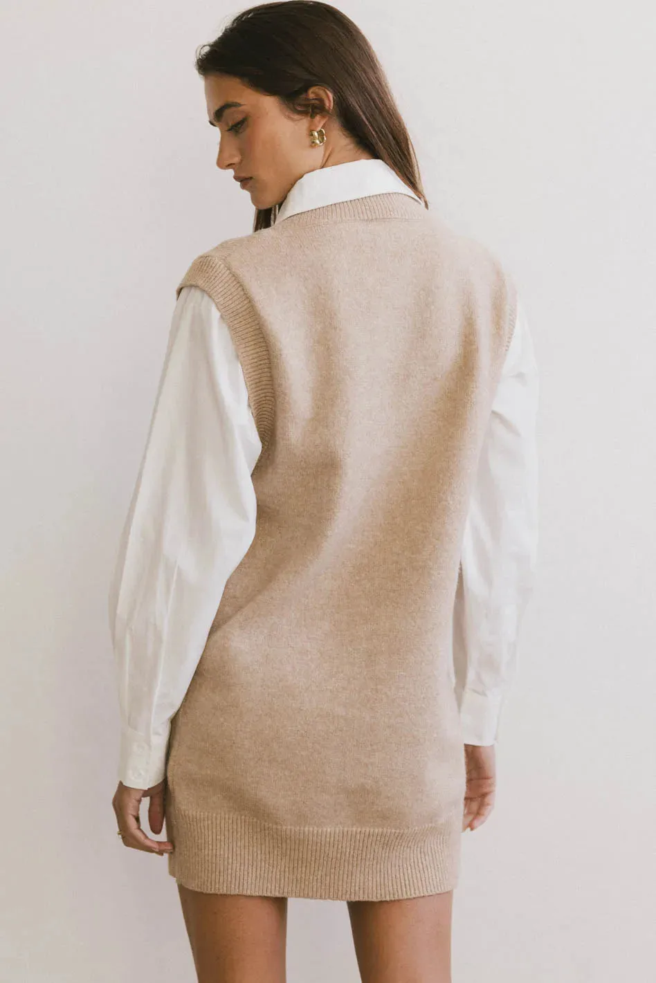 Dottie Mini Dress in Beige