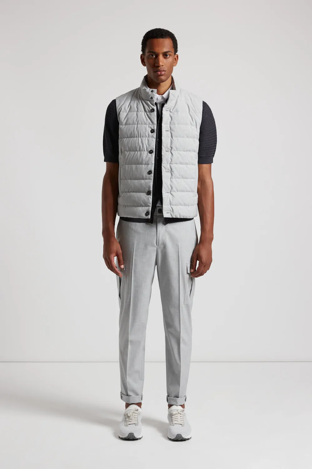 Down waistcoat and technical viscose