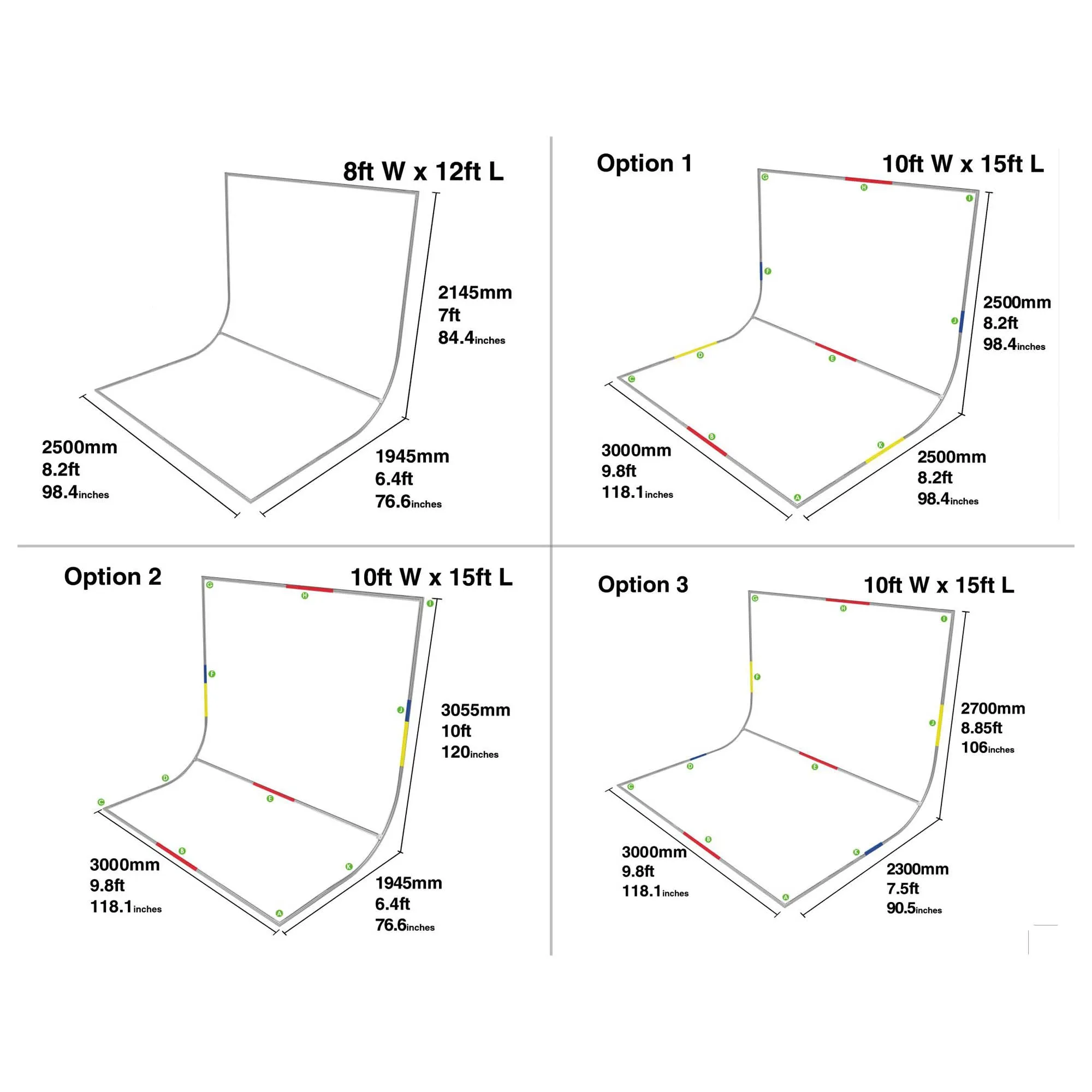 EasiFrame Curved Fabric Cyclorama System Frame Extension Kit V2