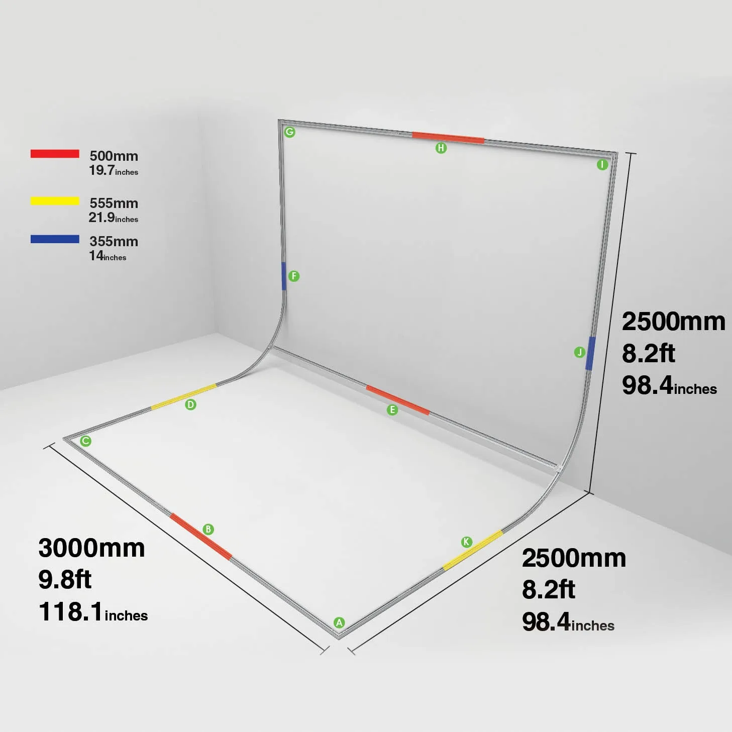 EasiFrame Curved Fabric Cyclorama System Frame Extension Kit V2
