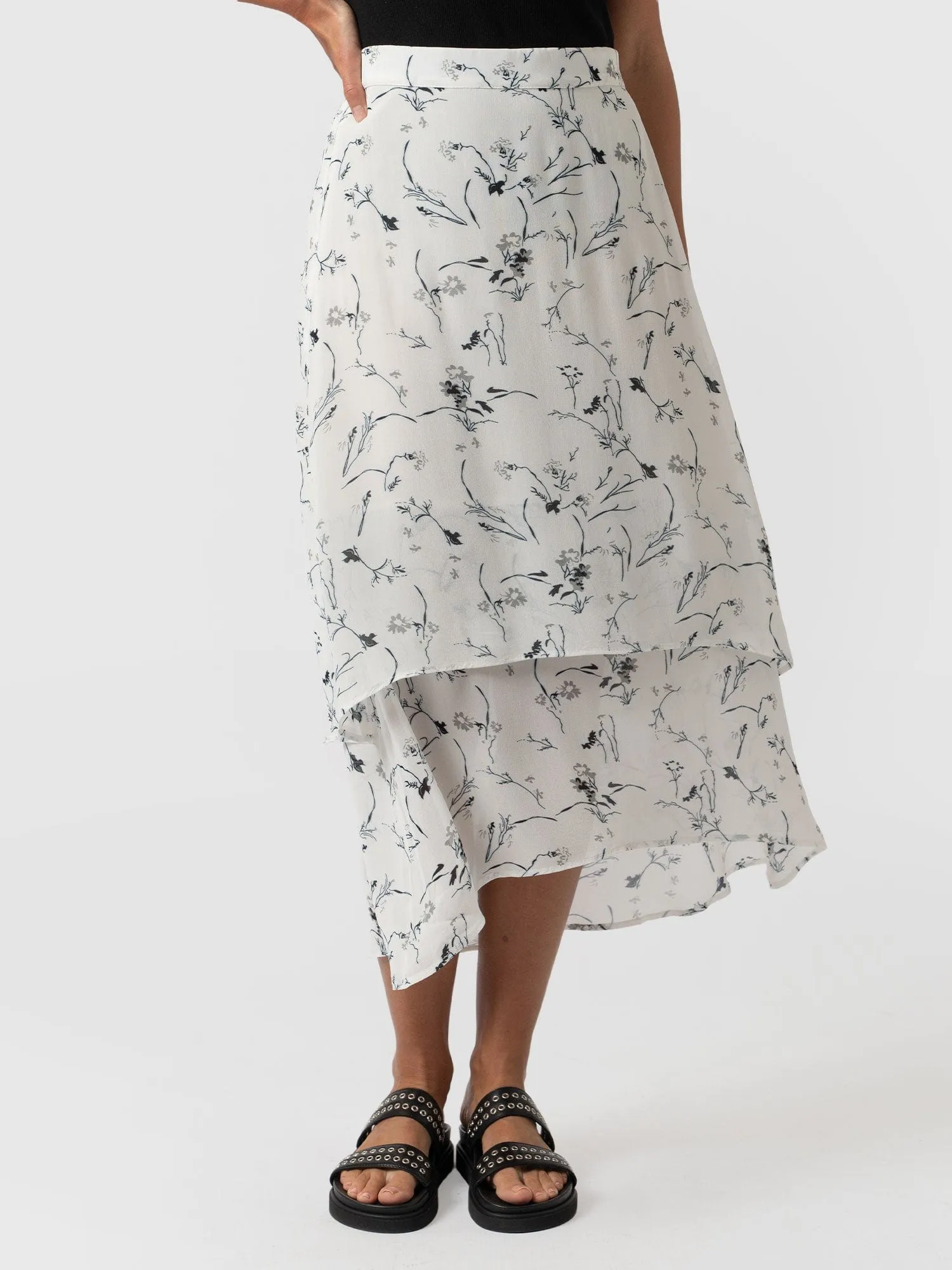 Etta Layered Skirt - White Floral