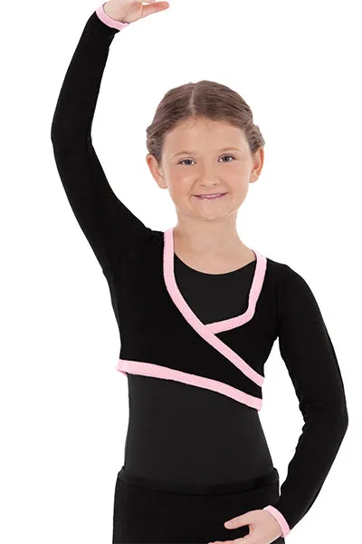 Eurotard 72510C Girls Soft Knit Two Tone Mock Wrap Mini Ballet Sweater
