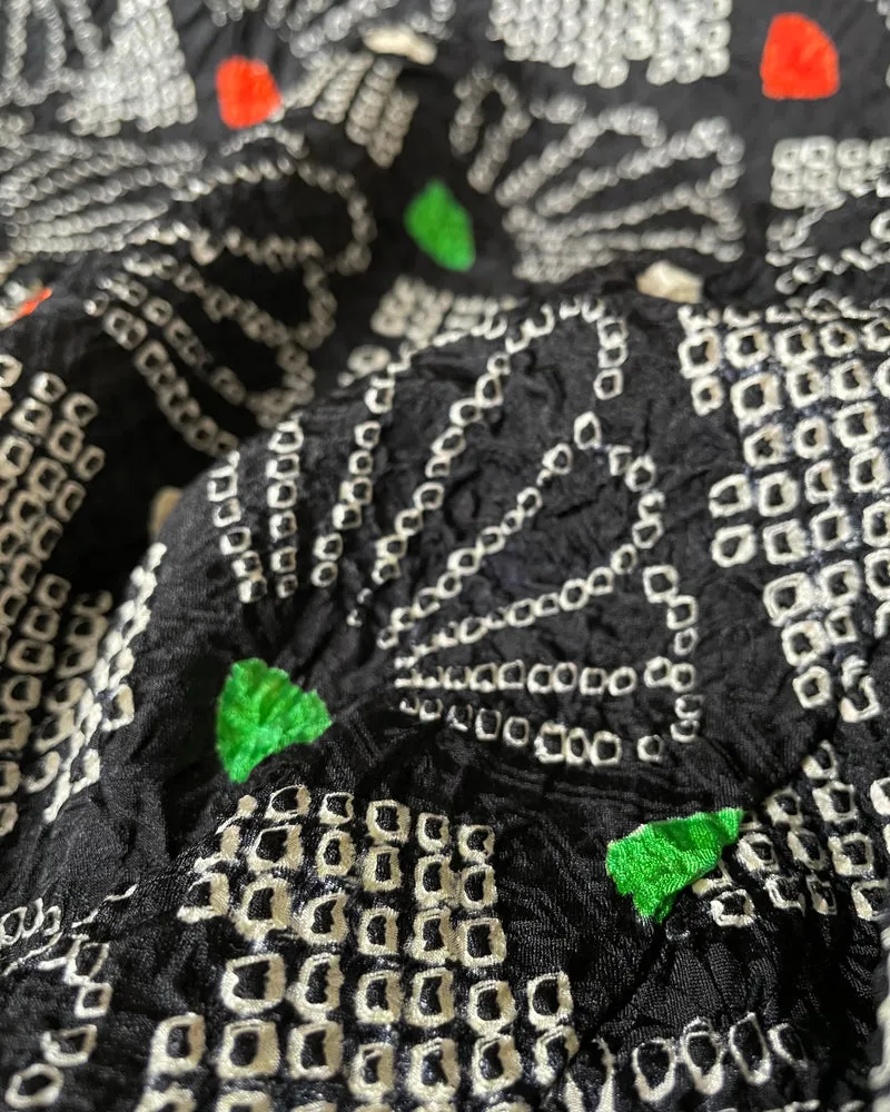 Fan Hankles Black Shibori Haori Kimono Jacket