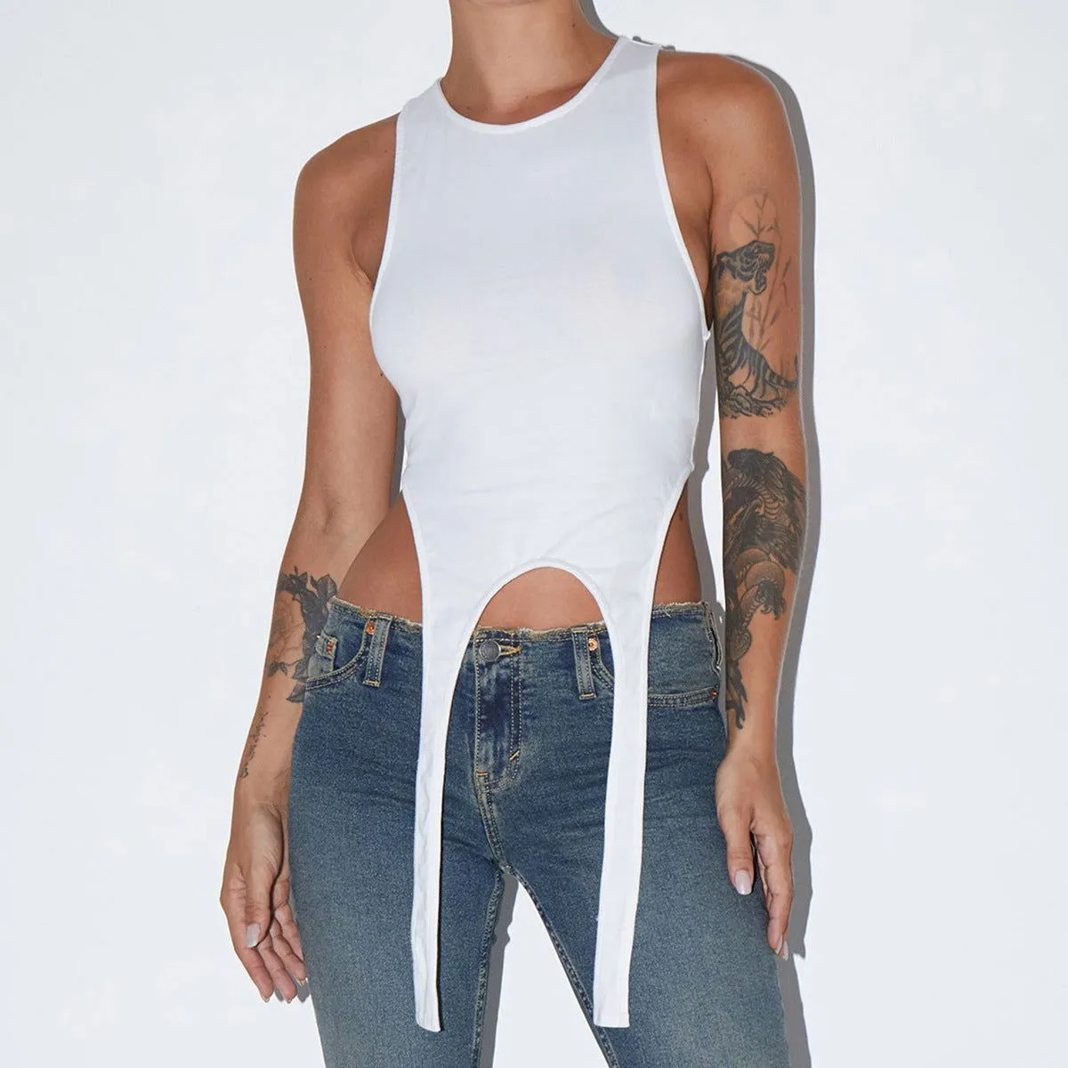Fashion Women Wear Summer New Niche Creative Vest T shirt Top