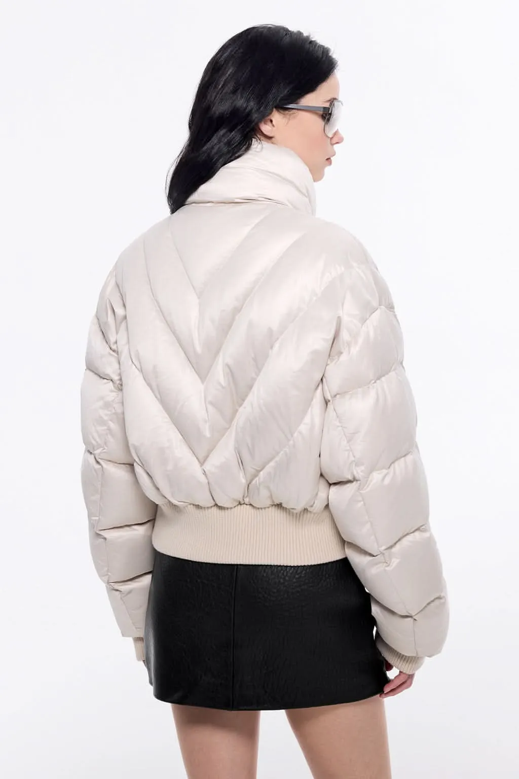 Flannel Neck Puffy Jacket