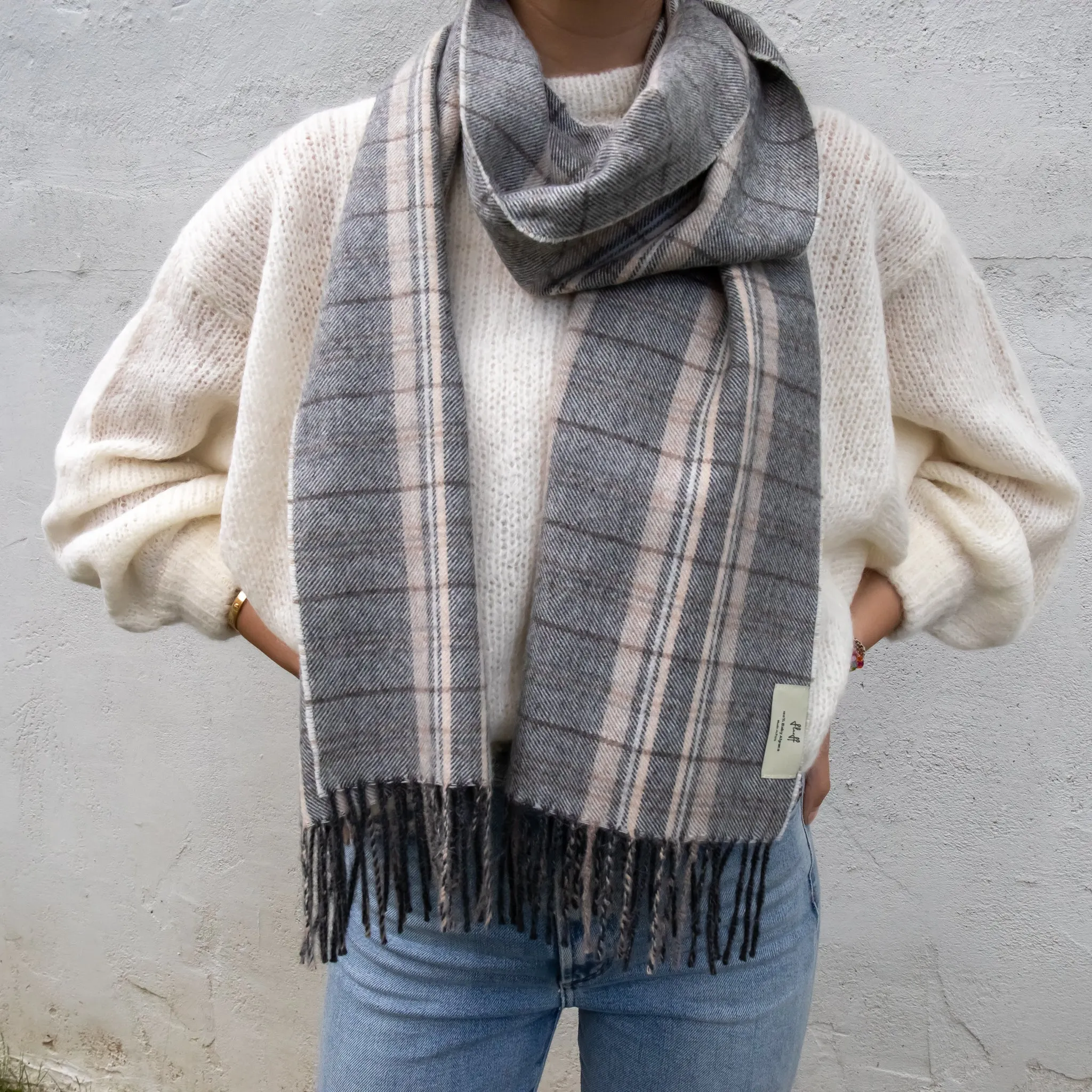 Fluff Alpaca Plaid Baby Alpaca Scarf