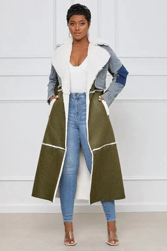 Fuzzy Teddy Trench Coat