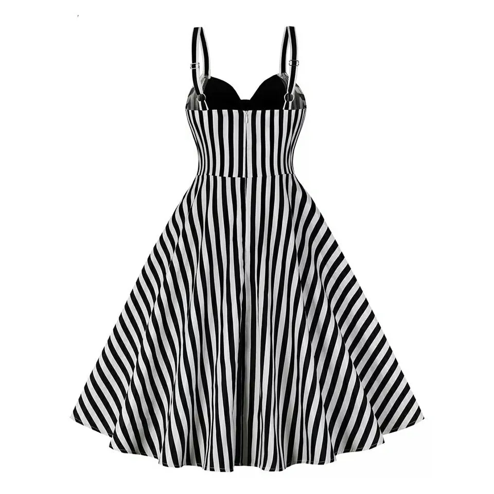 GGR Beetlejuice Swing Dress in Black and White Stripes