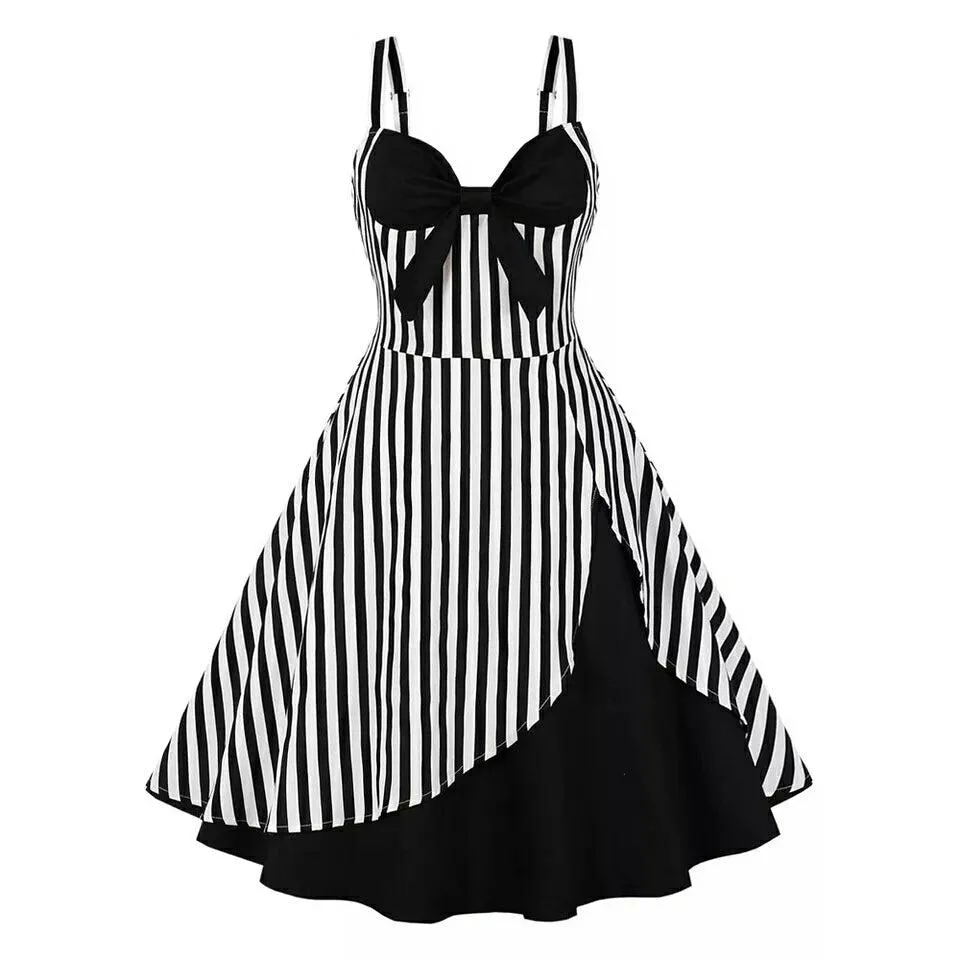 GGR Beetlejuice Swing Dress in Black and White Stripes