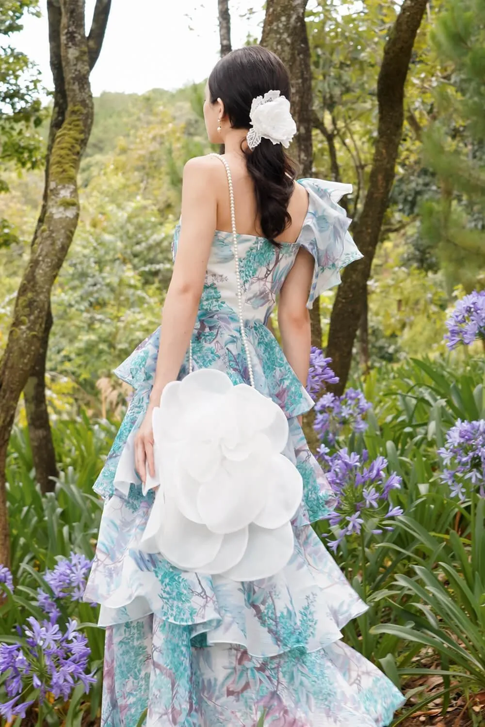 Helwin Fit and Flare Layered Voile Maxi Dress