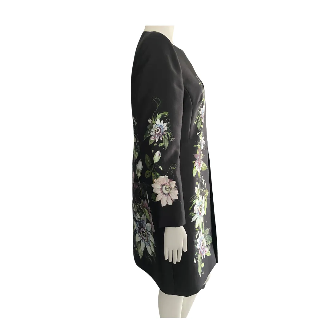Hobbs Passiflora Coat Palace Collection Black Floral SIZE 12