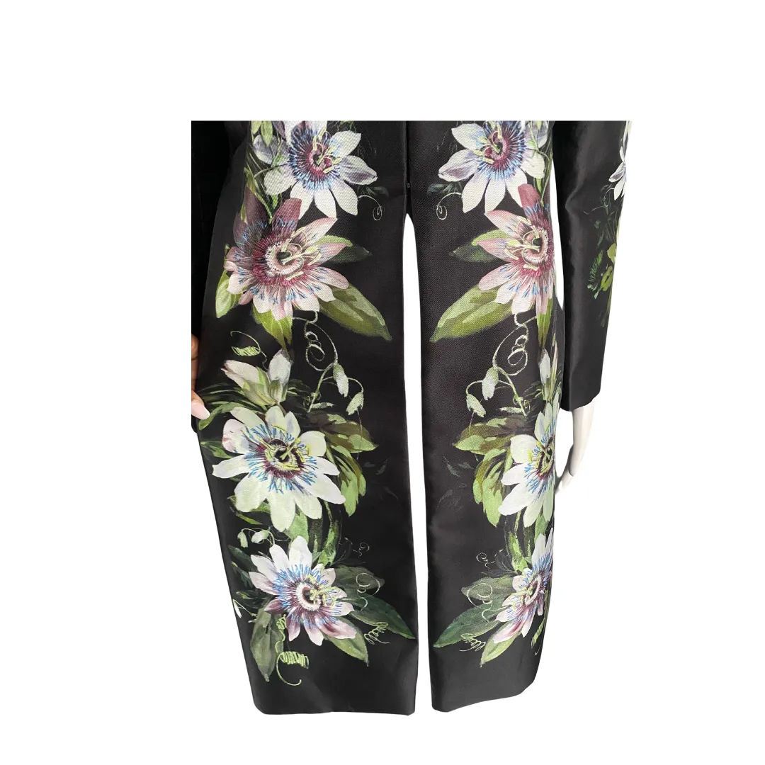 Hobbs Passiflora Coat Palace Collection Black Floral SIZE 12