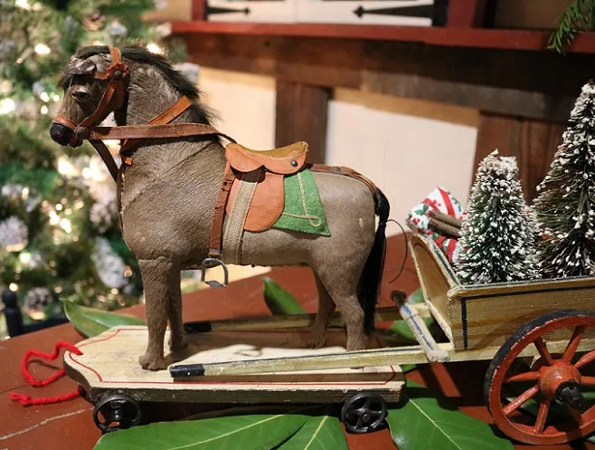 Horse Pull Toy and Paint Decorated Cart Fantastic