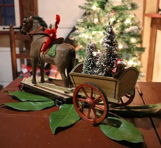 Horse Pull Toy and Paint Decorated Cart Fantastic