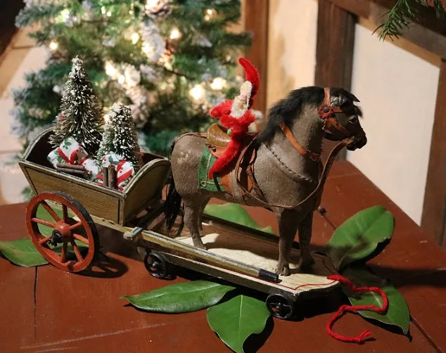 Horse Pull Toy and Paint Decorated Cart Fantastic