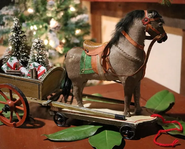 Horse Pull Toy and Paint Decorated Cart Fantastic