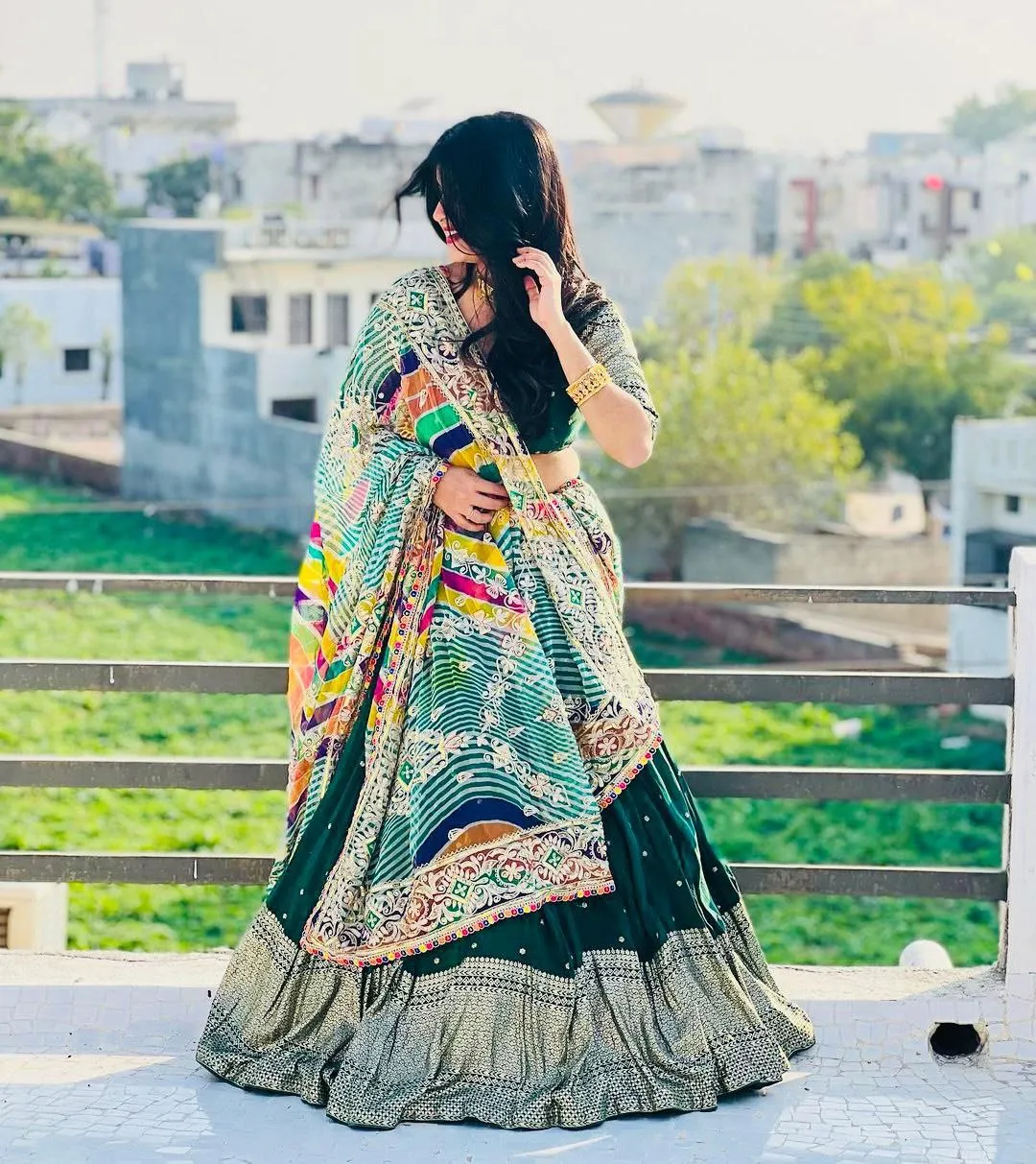 Innovative Green Color Georgette sequence Lehenga Choli