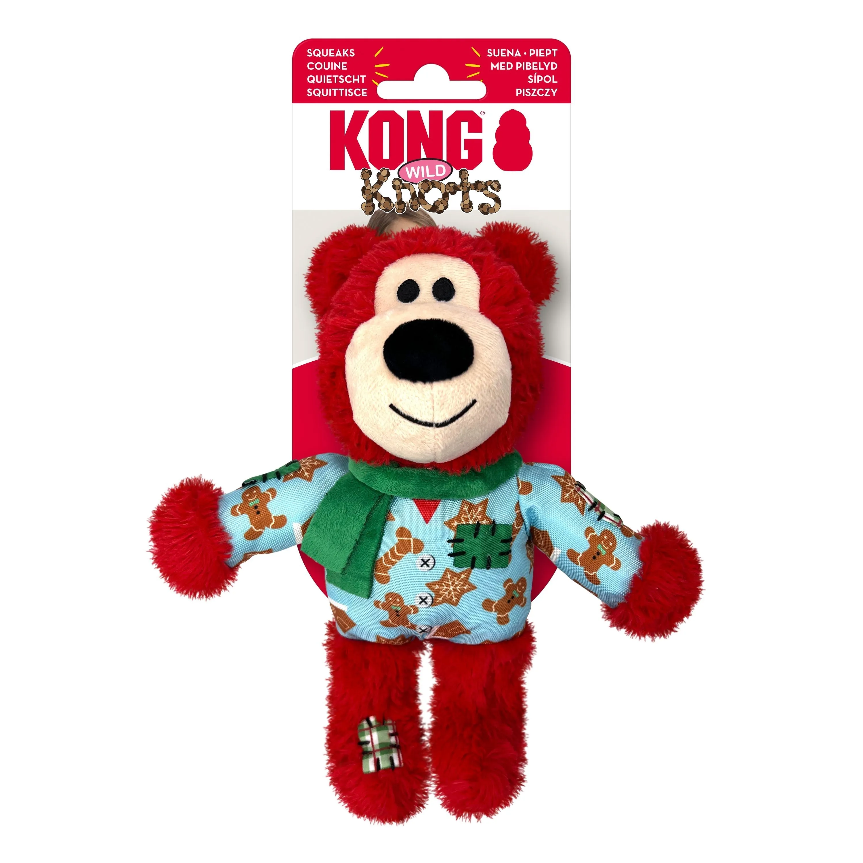 KONG Christmas Wild Knots Bear Assorted Medium to Large Dog Toy