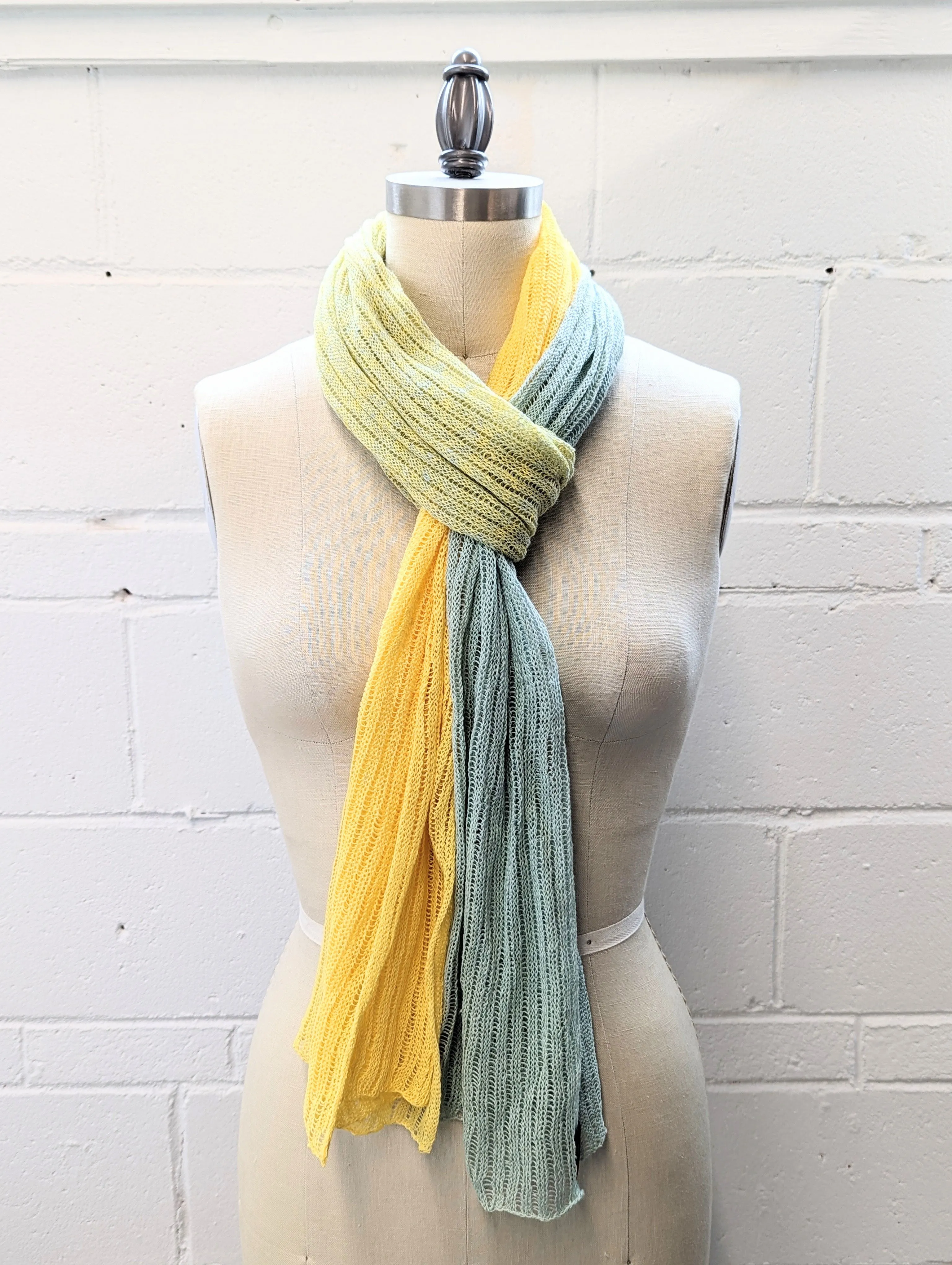 Linen Scarf & Wrap "Yellow/Aquamarine"
