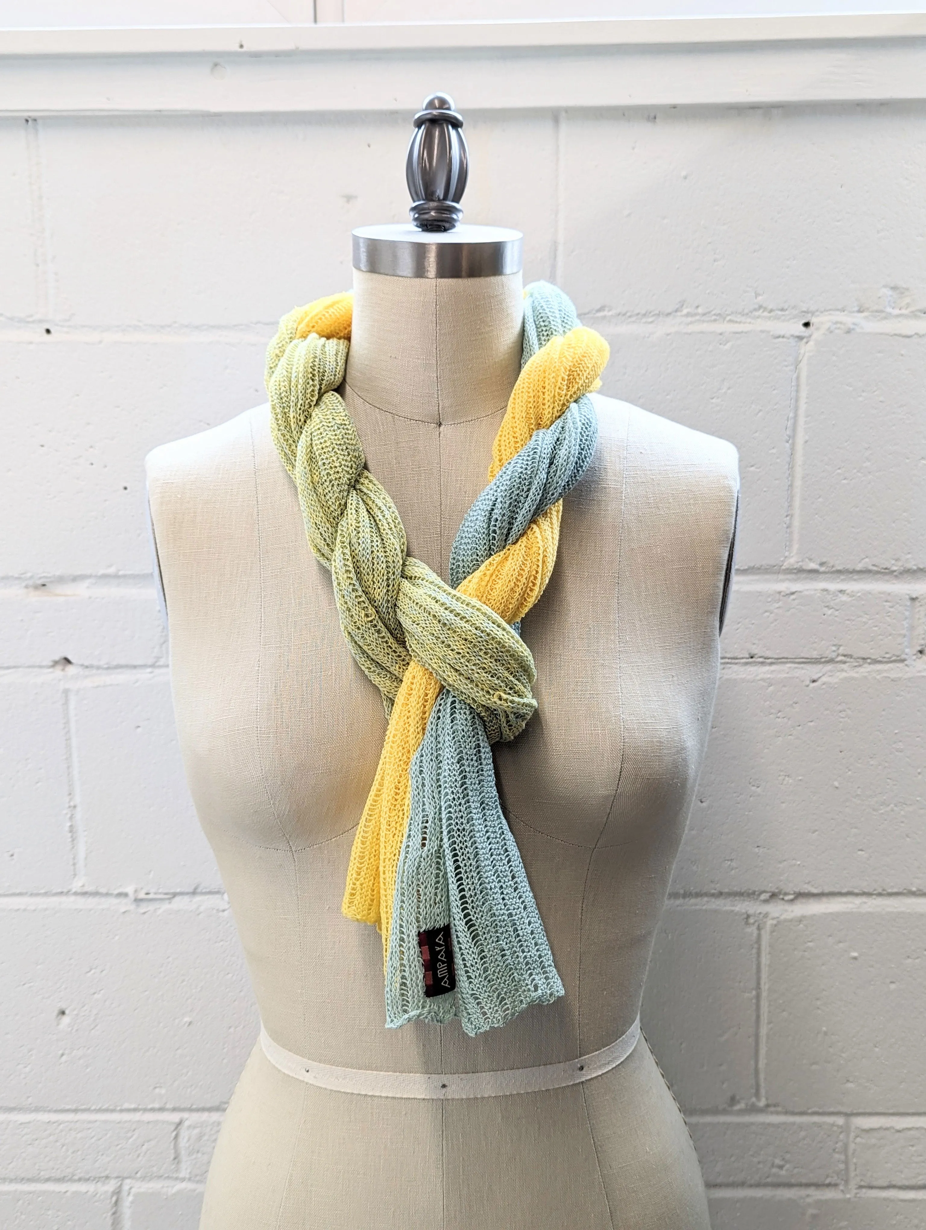Linen Scarf & Wrap "Yellow/Aquamarine"