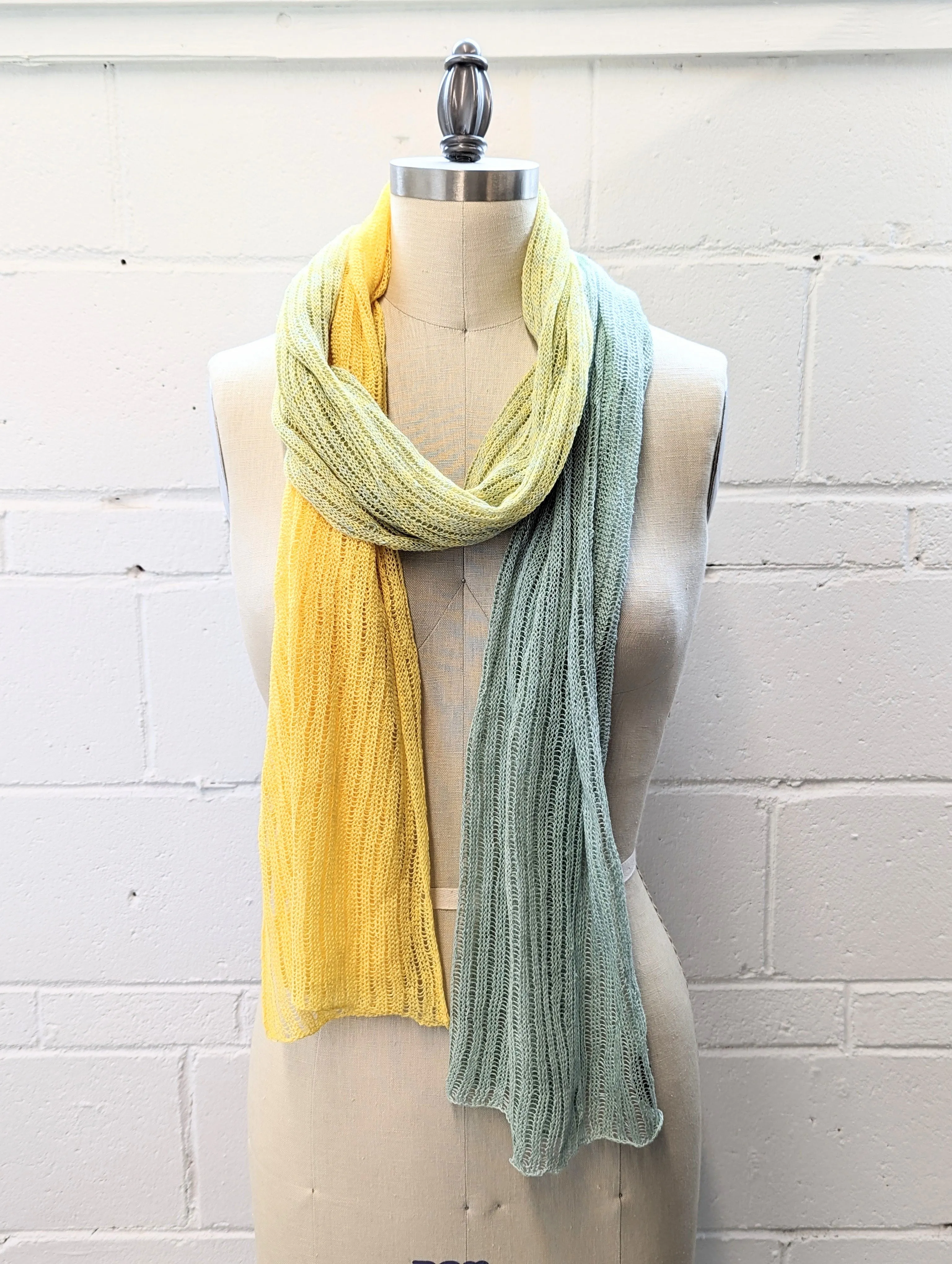 Linen Scarf & Wrap "Yellow/Aquamarine"