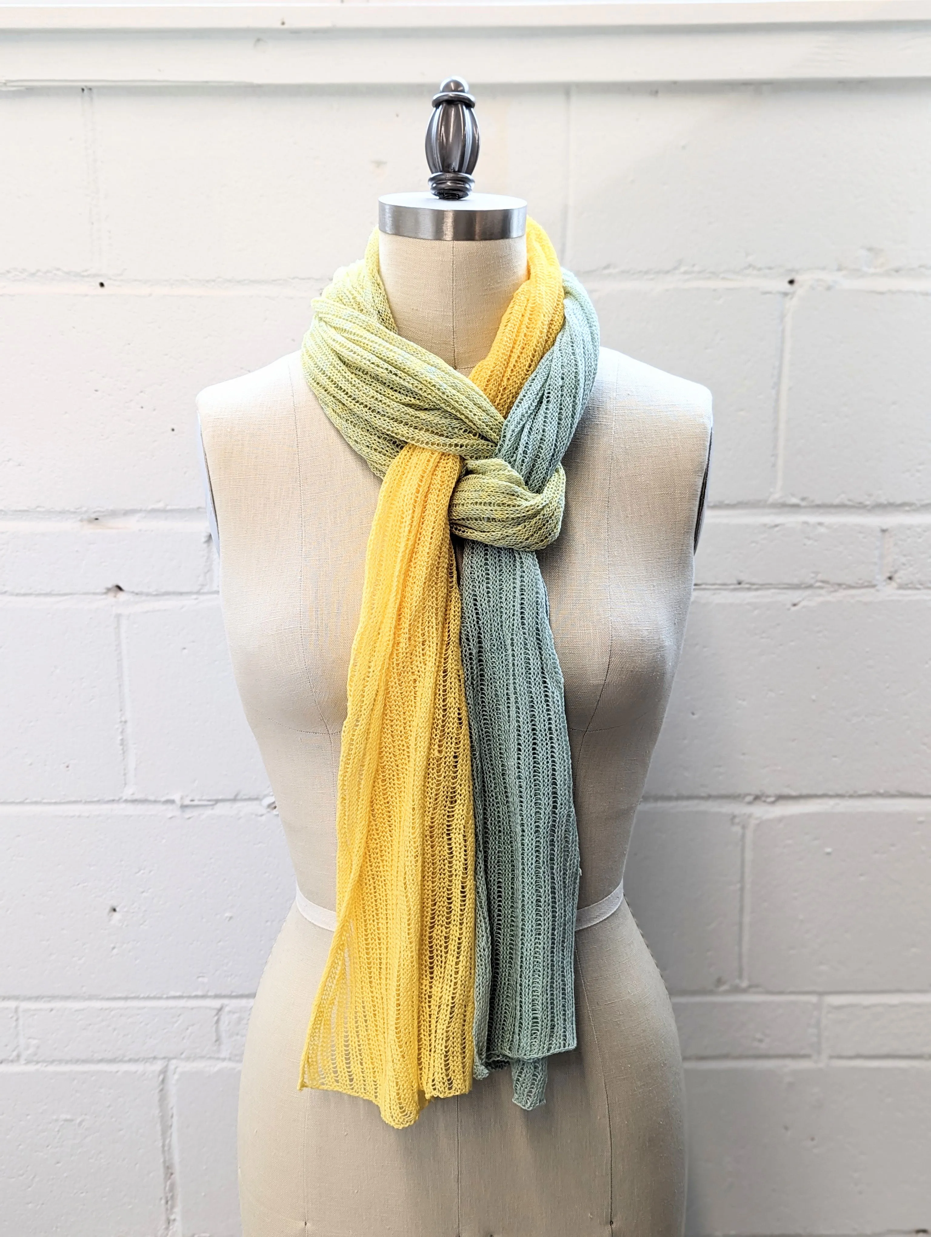 Linen Scarf & Wrap "Yellow/Aquamarine"