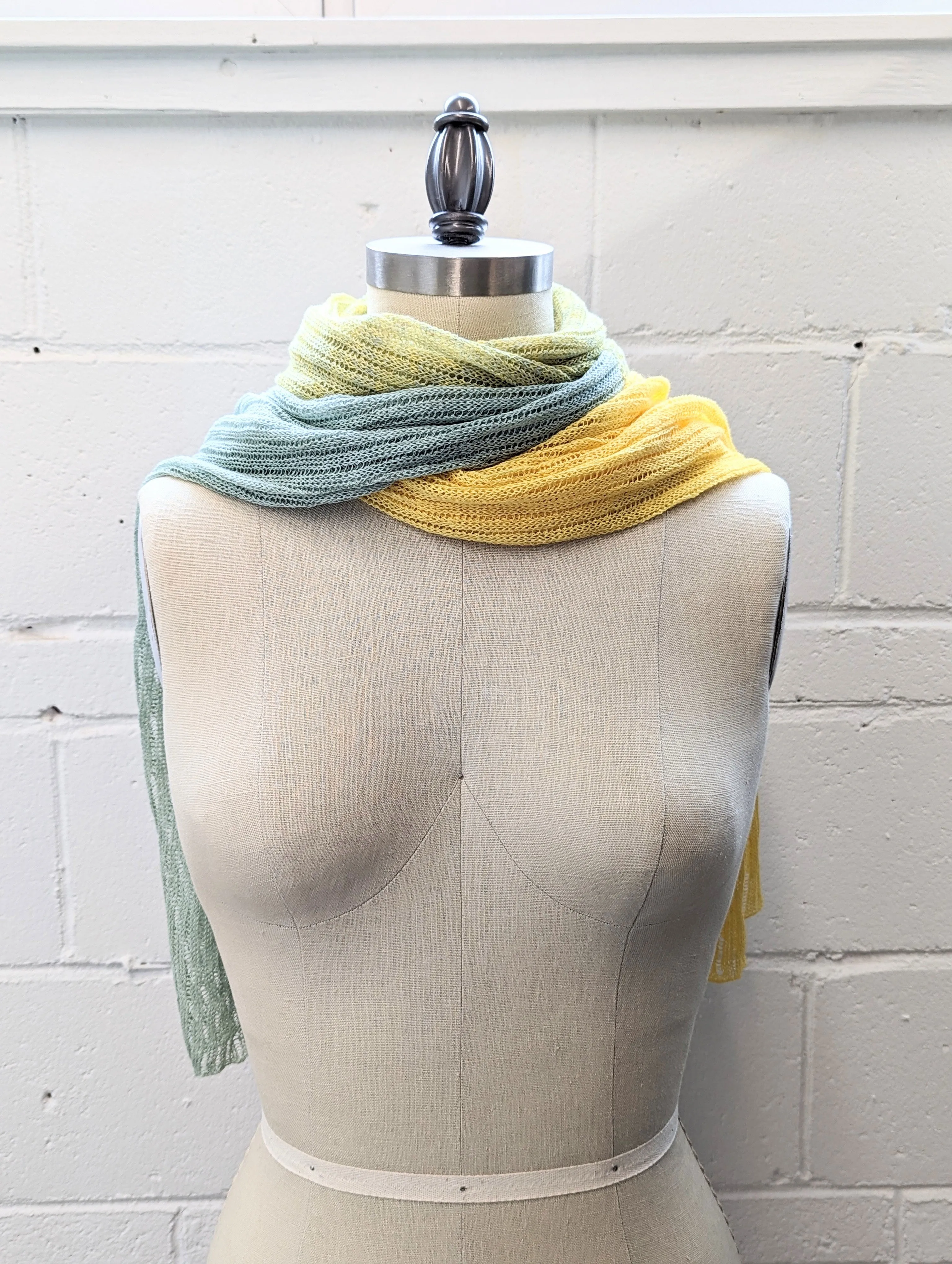 Linen Scarf & Wrap "Yellow/Aquamarine"