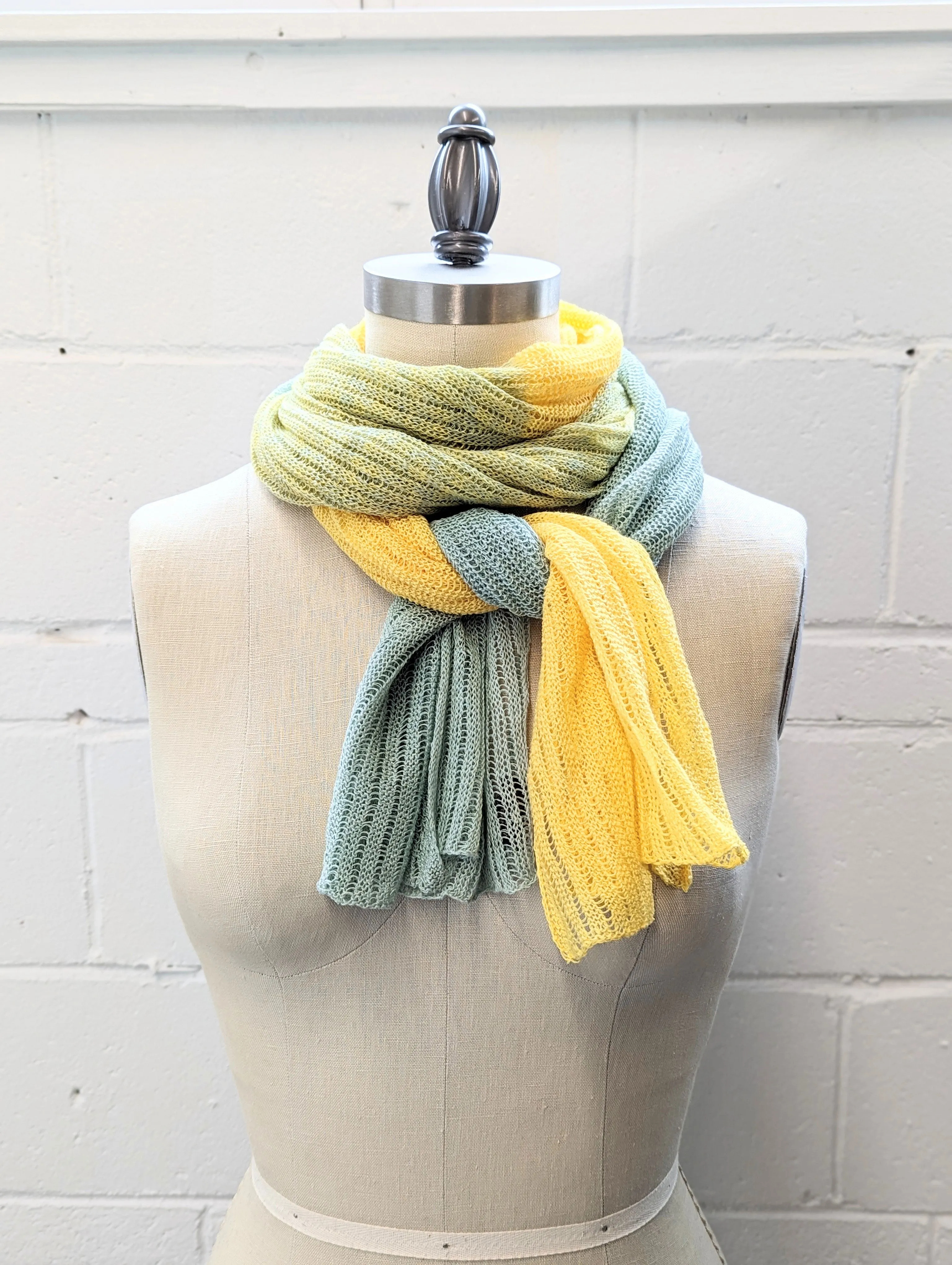 Linen Scarf & Wrap "Yellow/Aquamarine"
