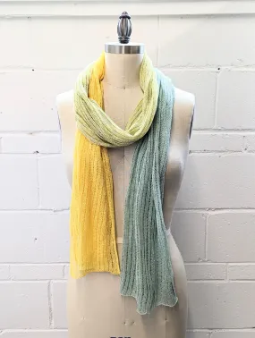 Linen Scarf & Wrap "Yellow/Aquamarine"