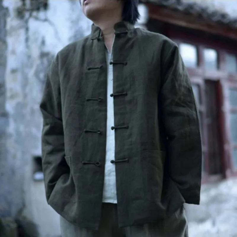Men's Autumn Cotton Jacket With Chinese Collar