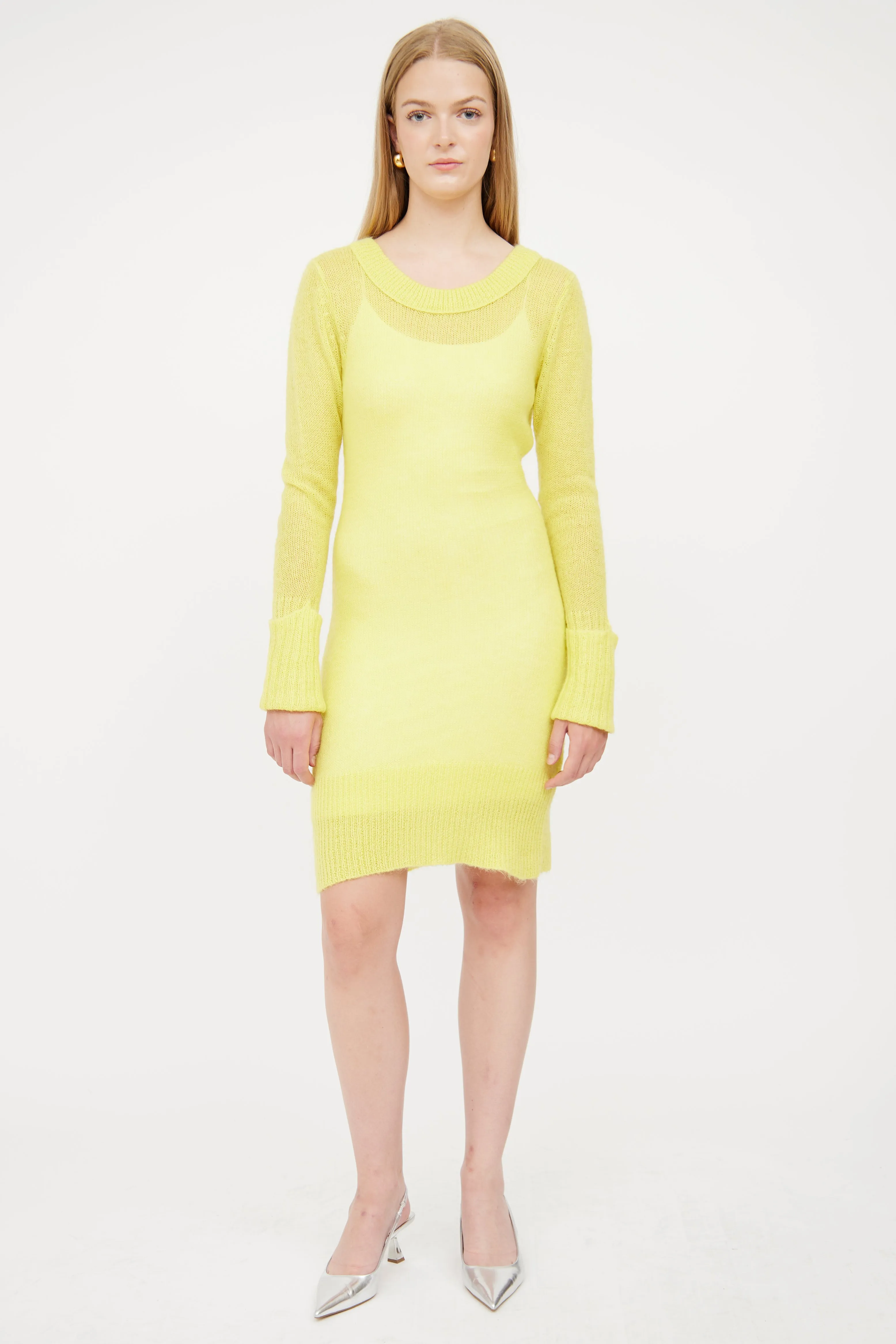 Neon Yellow Sweater Dress