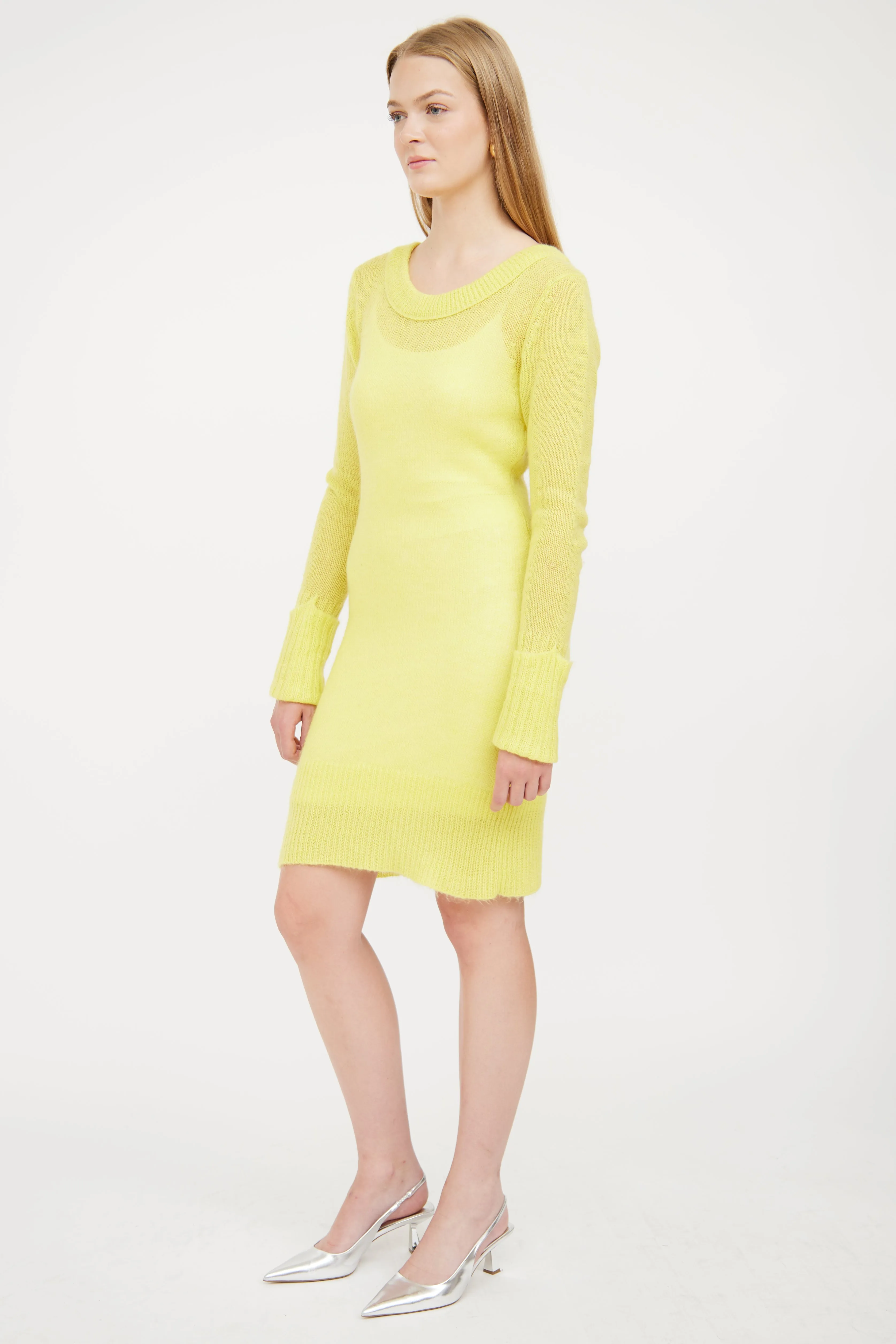 Neon Yellow Sweater Dress