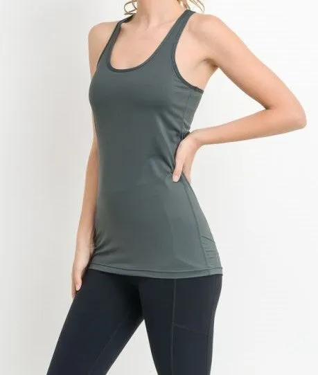 Performance Mesh Pocket Tank Top - Deep Plum/Green
