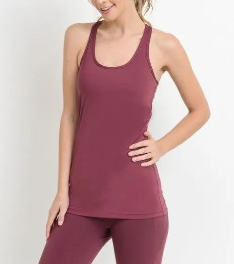Performance Mesh Pocket Tank Top - Deep Plum/Green
