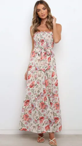 Pink Floral Slip Maxi Dress