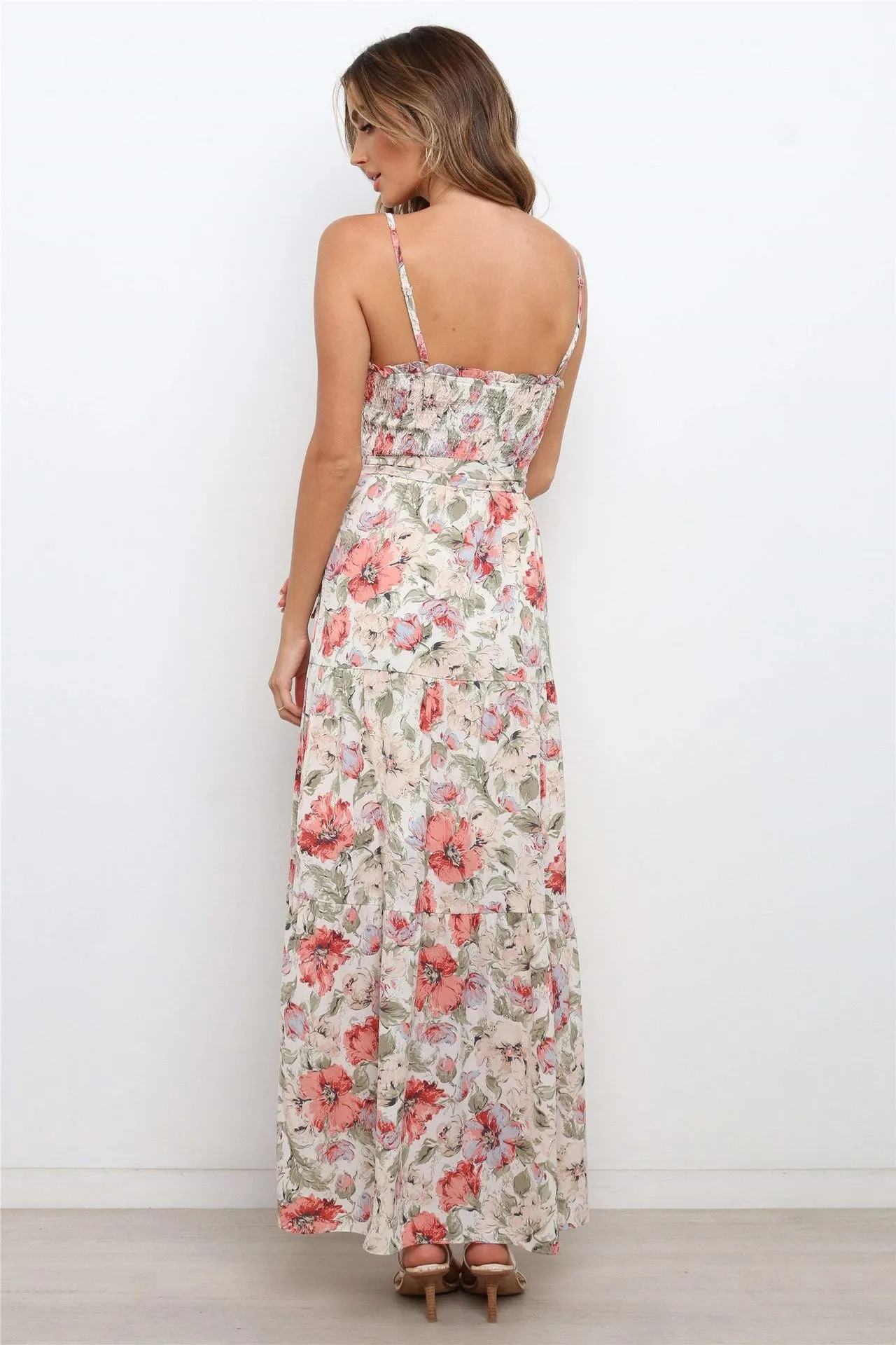 Pink Floral Slip Maxi Dress