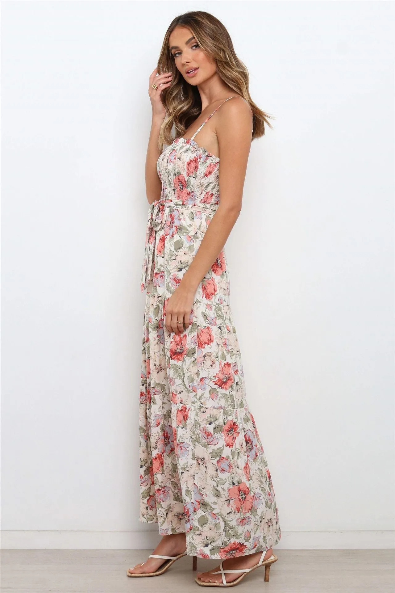 Pink Floral Slip Maxi Dress